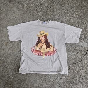 Vtg CHER Living Proof Tour Cowgirl Tribal Wings Graphic Pop Rock Band T Shirt Lg